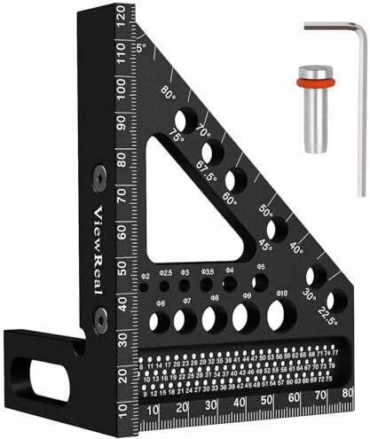 Ángulo de inglete 3D multifuncional 22.5-90 Ángulo de medición de aleación de aluminio Herramienta de medición de diseño de alta precisión Herramienta de medición de carpintería Herramientas de