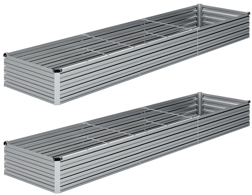 DIIYIV 2PCS Galvanized Raised Garden Bed Kit,Vegetable Boxes-Rectangle Metal Flower Box,Large Planter Raised Beds Outdoor Garden for Planting,Fruit,Herb-Silver