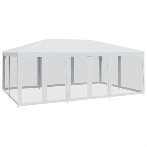 Gecheer Carpa para Eventos con 10 Paredes de Malla, Resistente al Agua y UV, 600x400x280 cm - Blanco