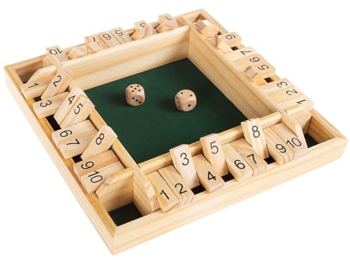 MUZAMMIL SHER | Shut the Box Game for 2-4 Players | Classic Wooden Board Game with 2 Dice, Fun Family Game, Educational Math Toy, Travel Game, Perfect for Kids & Adults, Strategy