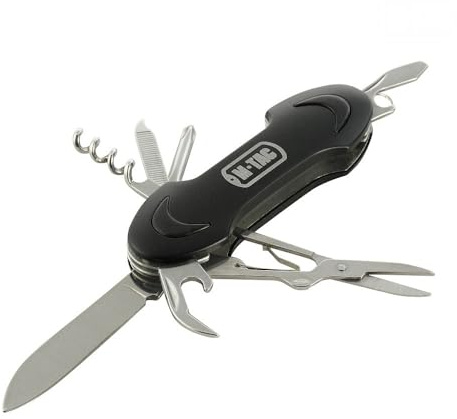 M-Tac Mini Multitool – 7-in-1 Klappmesser & Multifunktionswerkzeug mit Schere, Dosenöffner, Flaschenöffner, Schraubendreher, leicht – EDC, Camping & Outdoor, Steel/Black
