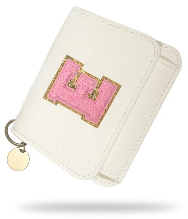 Girls Wallet, Initial Women's Wallets, White Small Wallet for Kids with 5 Card Slots Holder, Personalised Purses Gifts for Girls and Women, Birthday Gift, Christmas Gifts, Travelling Wallets Gift (E)