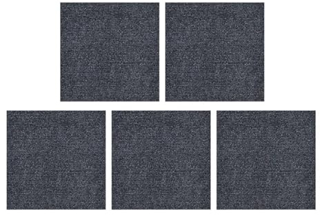 Moqueta Adhesiva 5pcs Carpet Tiles 30x30cm Flooring Self-Adhesive Commercial Carpet With Non-Slip Self-adhesive Living Rooms Bedroom Decoration(Dark grey)