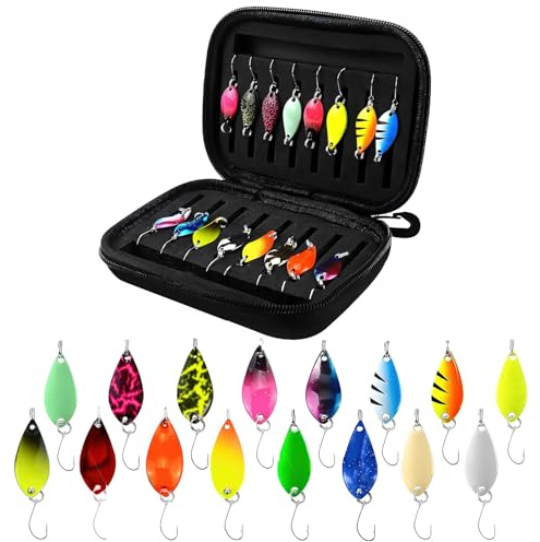 16 Cucchiaio da pesca a trota, cucchiai ondulati trota 3 cm, accessori per esche da trota, esche da pesca trota luccio salmone per la pesca in acqua dolce e in mare