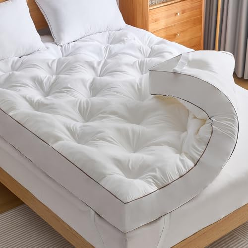 WhatsBedding 5 Inch Memory Foam Mattress Topper Full Size for Back Pain Relief, with Cooling Breathable Bamboo Viscose Air Layer, Soft Pillow Top Mattress Topper, 75x54x5in