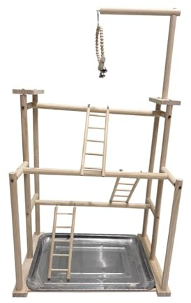 QLECXZI Parco giochi per uccelli in legno, giocattolo da masticare per pappagalli, coinvolgente per la natura per conuri e inseparabili a casa, che garantisce un di