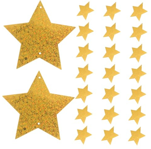 UTHCLO 100 St Glitterstjärnor i Guld Femuddiga Stjärnor med Hål Barnvänliga och Flexibla för Klassrumsväggar DIY Festdekorationer Skoluppvisningar Årsjubileum