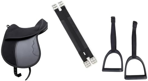Equipride Cub Saddle for Pony Shetland Free Girth & Stirrups (Black, 12)