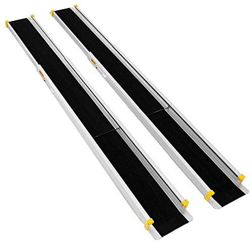 Goplus Wheelchair Ramp, Adjustable Portable Aluminum Ramps with Non-Skid Surface for Home Steps Stairs Doorways, 4' / 6'/ 7' Telescopic Handicap Ramp 600 LBS Capacity (4' to 7')