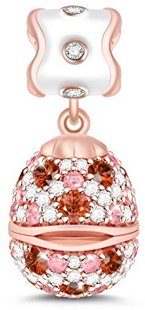 GNOCE Charm Oro Rosa in Agento S925 Sorpresa Inaspettata Ciondolo con Coniglio per Bracciali e Collana Regalo per Moglie Donne