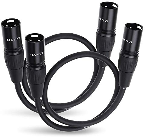 NANYI 2PCS Microphone Cable XLR to XLR Patch Cables, 3-Pin Male to Male Mic Cable DMX With Oxygen-Free Copper, 1.6 Feet