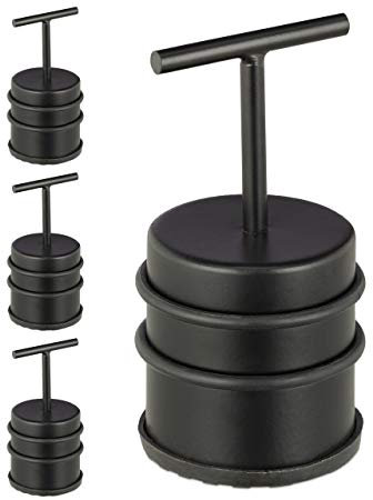 Relaxdays 4X Fermaporta con Manico, Blocca Porta & Finestra, Rotondo & Alto, da Interno, Acciaio & Gomme, D: ∅7 cm, Nero