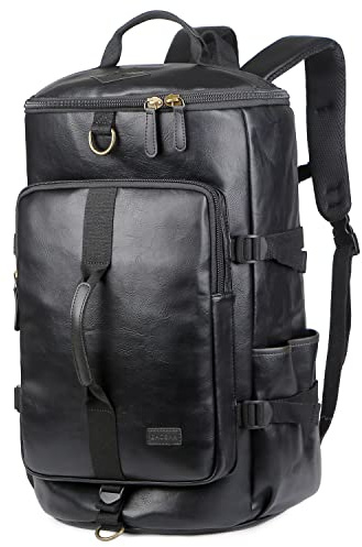 BAOSHA HB-26 3 vías cuero hombres Holdall fin de semana viaje bolsa de asas mochila bolsas de hombro convertible viaje senderismo mochila durante la noche bolsa de fin de semana bolso