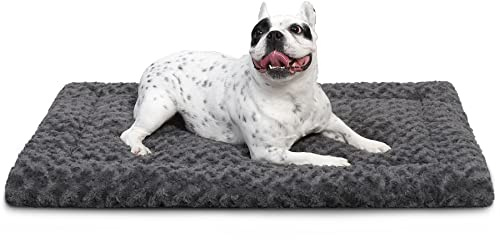 Washable Dog Bed Mat Dog Crate Pad Soft Fluffy Pet Kennel Beds Dog Sleeping Mattress for Large Jumbo Medium Small Dogs, 29 x 18 Inch, Gray