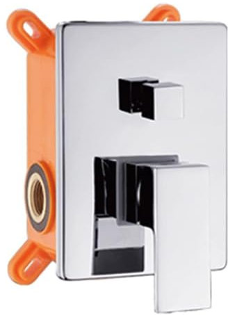 AQUARELAX mitigeur CUBE robinet salle de bain douche encastré 2 voies monocommande chrome carré deux sorties