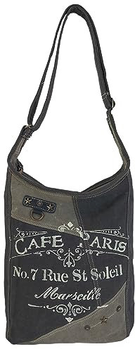 Sunsa Damen Umhängetaschen. Hobo Tasche aus Canvas/Leinwand & Leder. Vintage Retro Stil Umhängetasche. Große Crossover Handtasche als Geschenkideen für Frauen (schwarz)