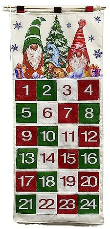 SHENGANG Adventskalender Aus Stoff Adventskalender Zum Aufhängen Befüllbarer Adventskalender Mit 24 Taschen Countdown Adventskalender Weihnachten Heimdekoration Weihnachtsparty Zubehör