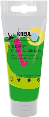 KREUL 43314 - Kids Art Kinder-Künstlerfarbe, Permanentgrün 75 ml Tube, Schulmalfarbe auf Wasserbasis, matte deckende Bastelfarbe für Leinwand, Papier und Karton, vegan