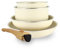 MENASTYL - Batterie de cuisine amovible revêtement antiadhésif céramique sans PFAS/PTFE - 2 poêles 22/26cm, 2 casseroles 16/18cm, 1 poignée - Tous feux dont induction – Alu recyclé Crème - 6020587