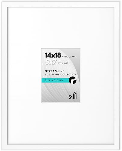 Americanflat Cornice per foto 35 x 45 cm, colore bianco, da utilizzare come cornice da 12 x 18 cm con passepartout o cornice 35 x 45 cm senza passepartout, cornice portafoto con bordo sottile con