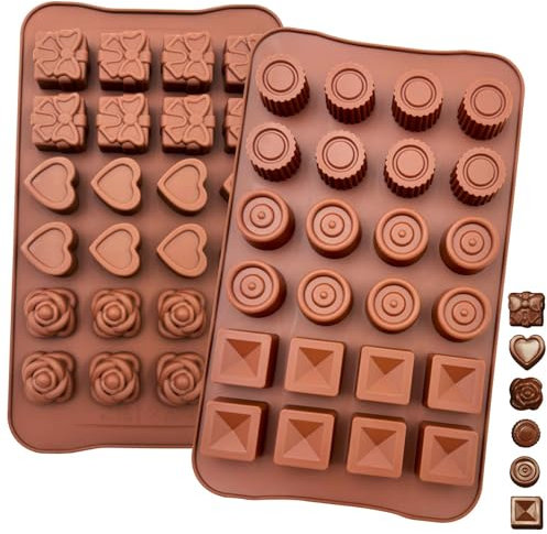 Joyek Schokoladenform Silikon 2er Set 24 Mulden Lebensmittel pralinenform silikon Antihaft silikonform schokolade 3D Silikon Pralinen für Schokolade, Süßigkeiten, Gelee, Eiswürfel und Seifen
