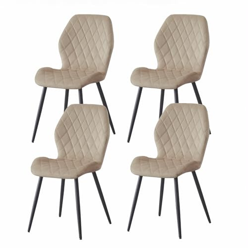 Weegstok Velvet Dining Chairs Set of 4 Kitchen Chairs Dining Room Lounge Reception Chairs with Metal Legs for Living Room Bedroom,Champagne