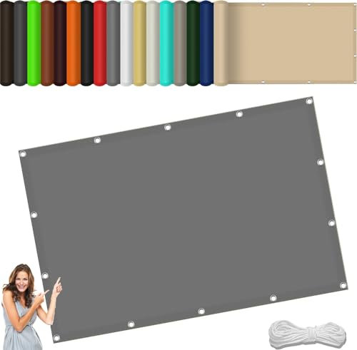 Tela de Sombra para Plantas 150 x 380 cm Impermeable Protección UV a Prueba de Viento Toldo Vela Exterior Terraza Vela con Ojales y Cuerdas de Fijación para Pérgola, Gris Claro