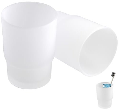 Set di 2 Portaspazzolini in Vetro Satinato, Bicchieri per Spazzolini da per Bagno, Design Elegante, Montaggio a Parete Senza Cuciture (200 ml)