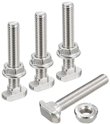 QUARKZMAN Vis en T avec Boulon M8X50mm et Écrous à Bride Hexagonale M8, 20 Ensembles de Boulons en T à Tête de Marteau et Tige en T pour Profilé en Aluminium de Série 40
