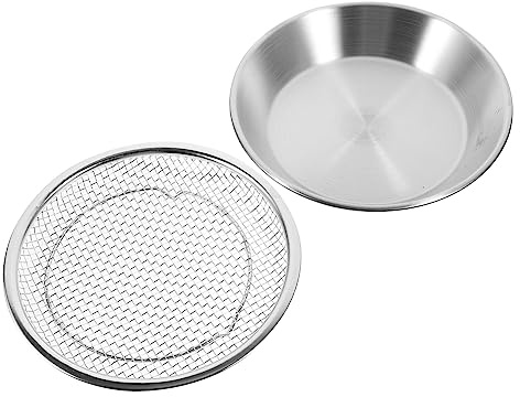 Cabilock Plato Para Escurrir Aceite y Red Para Fritura 20 Cm Acero Inoxidable Resistente Hogar Cocina Set 2 Piezas Para Servir Aperitivos y Freír