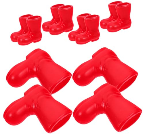 Cabilock 6Pairs Miniature Santa Boots for Dollhouse Mini Rain Boots Ornament Easy DIY Installation Tiny Christmas Decorations for Indoor Festival Craft Prop