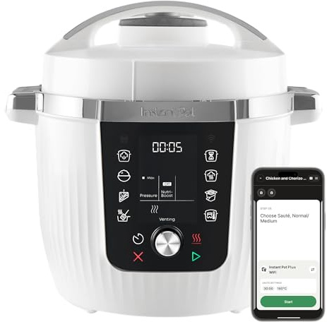 Instant Pot Pro 10-in-1-Multikocher 5,7 l – Weiß, Schnellkochtopf, Schongarer, Reiskocher, Sauteuse, Joghurtbereiter, Speisenwärmer,Vakuumgarer,Dampfgarer, Backen, NutriBoost™, spülmaschinenfest.