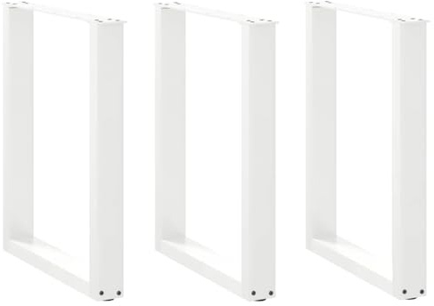 Tomostar Lot de 3 Pieds de Table Métal, Pieds Support de Table à Manger Bureau Pied de Meuble en U 3 pièces Blanc 70 x (72-73) cm Acier