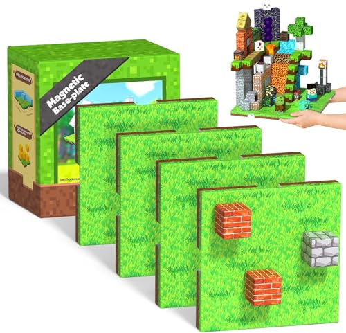 GraceDuck 4 pièces Plaque de Base Cube Magnétique, Bloc Magnetique Jouet STEM pour Enfants dès 3 Ans, Kit de Construction Magnetique, Idée Cadeau pour Garçons et Filles