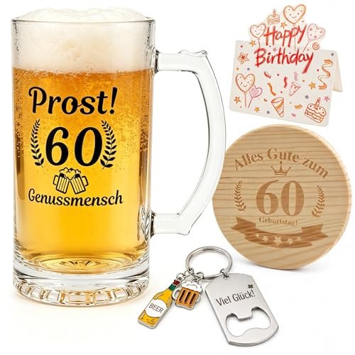 DXiongW Boccale Birra Personalizzato 500ml 60 Anni Regalo di Compleanno