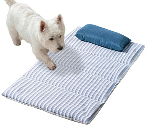 Dog Cooling Mats, Soft Washable Portable Bed with Pillow, Pet Cooling Mat, for Patio House Living Room Bedroom Senior Puppy Summer Hot Home Crate Cat Play Sleeping
