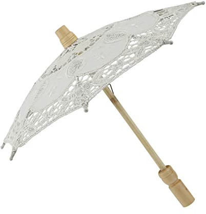 Generic Brudparaply i Spets Bomull Handgjort Parasoll för Bröllopsfoton och Utomhusevenemang, Normal Storlek, Elegant Design