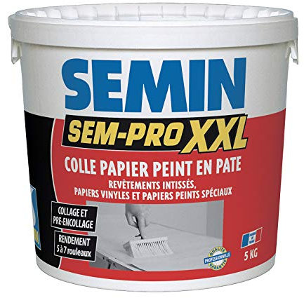 Colle Papiers Peints en Pâte Semin Sem-Pro XXL, Prêt à l'Emploi, Seau de 5 kg