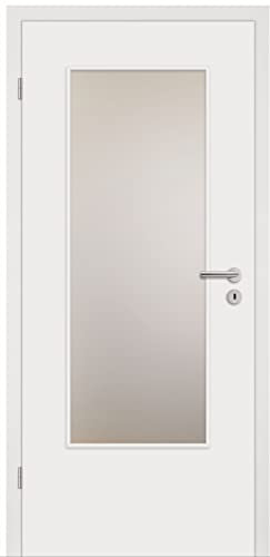 HORI® Zimmertür Basic Weißlack weiß, Lichtausschnitt, Röhrenspan, Eckkante | Innentüre, Türblatt, passende für alle Standard Zargen mit DIN Größe I 1985 x 735 mm I DIN Links