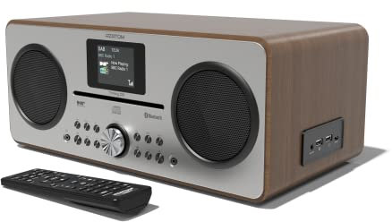 DAB/DAB+ & FM Digital Radio with CD Player | Bluetooth & USB MP3 Player | Premium Sound | Remote Control | Mains Powered | Perfect for the Home or Office | AZATOM Trinity D3 (Walnut)
