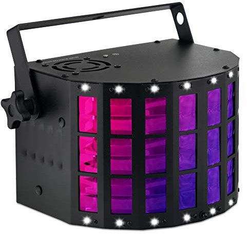 Showlite DS-3 LED Derby Lichteffekt - Hybrid-Strahleneffekt mit Stroboskop - RGBW Licht-Effekt für Party, Bar und mobile DJs - Hybrid Strahler mit DMX Steuerung & Mikrofon für Musiksteuerung