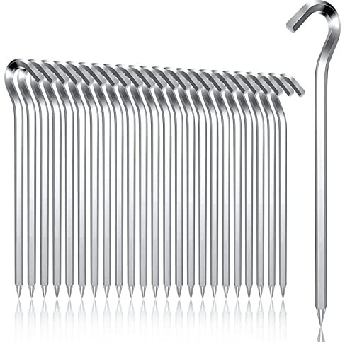 24 Stück Zeltheringe, 18 cm Zelt-Heringe, Verzinktem Stahl Heringe Zelt Silber, Outdoor Super Leicht Heringe Erdnägel Stabi für Garten, Camping, Angeln und Zelten Markise Netting Plane