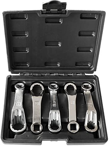 DPTOOL Rear Axle Camber Adjustment Wrench, Mount Socket Rear Camber Wrench 16mm 17mm 18mm 21mm 24mm 5pc Offset Wheel Alignment Tool Compatible with Benz Replace for VAG