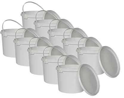 Nipter Kunststoffeimer lebensmittelecht mit Deckel, weiß, 10L x 10 Stück