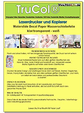 Water Slide Film, Sticker Paper, Laser Printer, Transparent, 20 Pages, Premium Waterslide Water Transfer Paper, Clear, Printable Decal Film, Adhesive Film, A4 Size