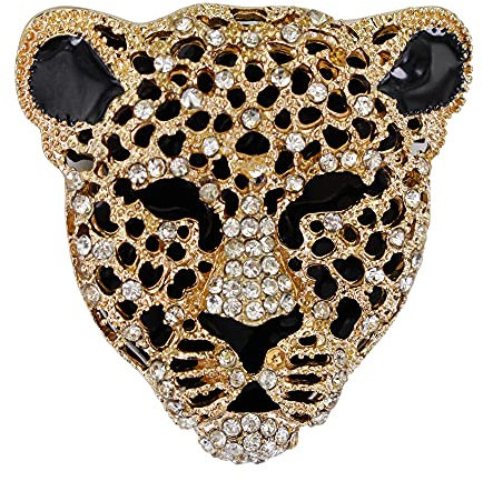 Broche léopard vintage à pois avec strass, Métal