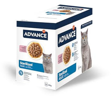 Advance Comida Húmeda para Gatos Adultos Esterilizados con Pavo, Multipack 12 x 85 g, Total 1.02 kg