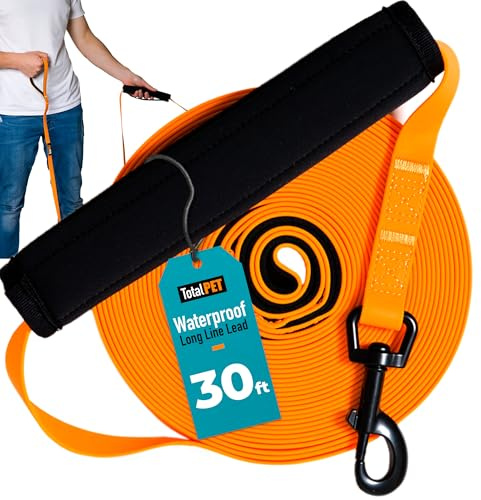 Total Pet Training Lead for Dogs, Waterproof Long Line for Recall & Obedience Training - Extra Long Dog Lead - Suitable for all Sized Dogs (10m, Regular Clip)
