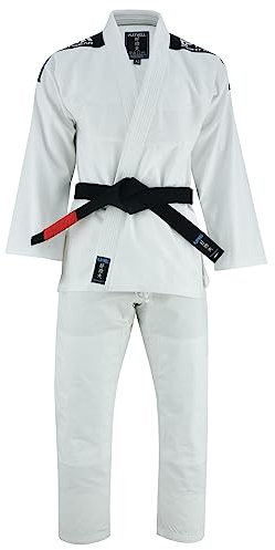 Playwell Pro BJJ GI Jiu Jitsu Uniform Kostym för män (levereras med gratis Ju Jitsu vitt BELT) - Vit