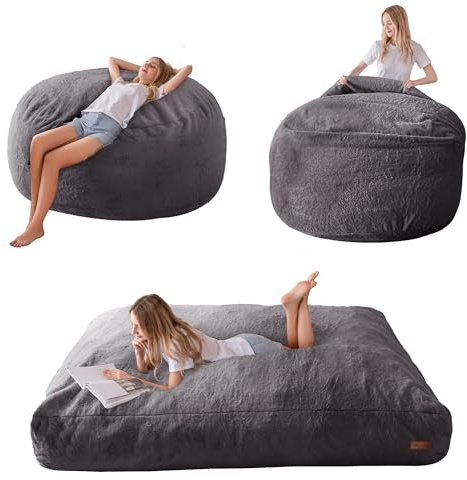 MAXYOYO Giant Bean Bag Chair Bed for Adults, Convertible Beanbag Folds from Lazy Chair to Floor Mattress Bed, Large Floor Sofa Couch, Big Sofa Bed, High-Density Foam Filling, Machine Washable